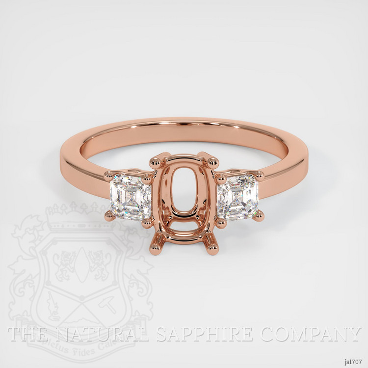 14K Rose Gold Three Stone Ring Setting
