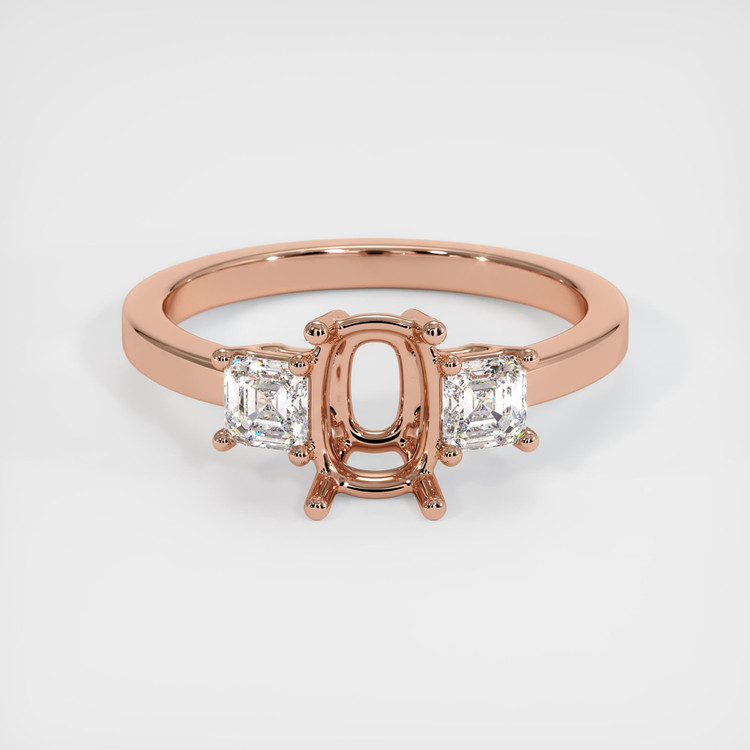 14K Rose Gold Three Stone Ring Setting