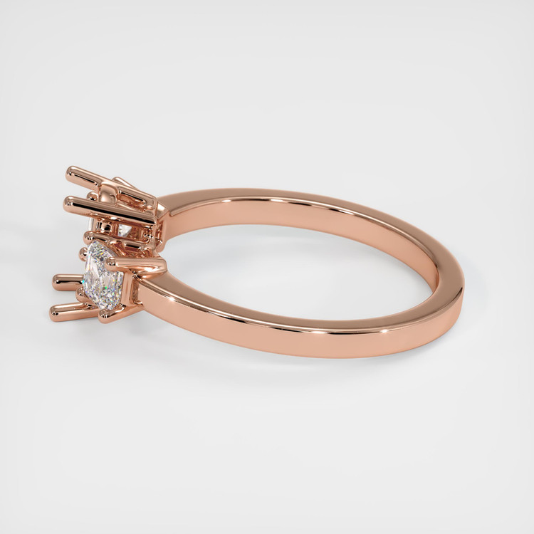 14K Rose Gold Three Stone Ring Setting