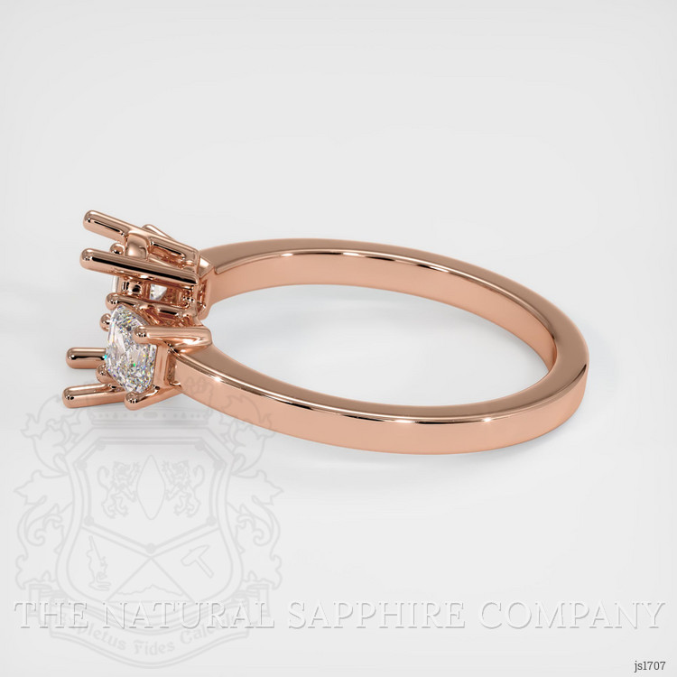 14K Rose Gold Three Stone Ring Setting