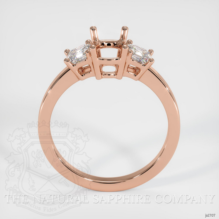 14K Rose Gold Three Stone Ring Setting