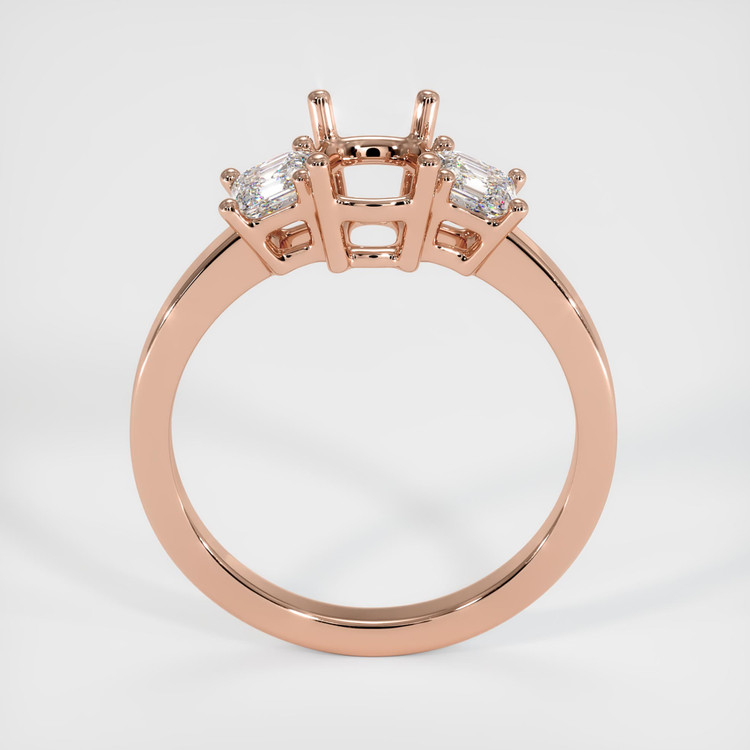 14K Rose Gold Three Stone Ring Setting