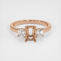 18K Rose Gold Three Stone Ring Setting Image