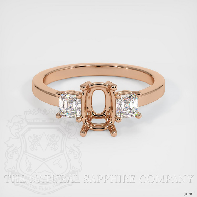 18K Rose Gold Three Stone Ring Setting