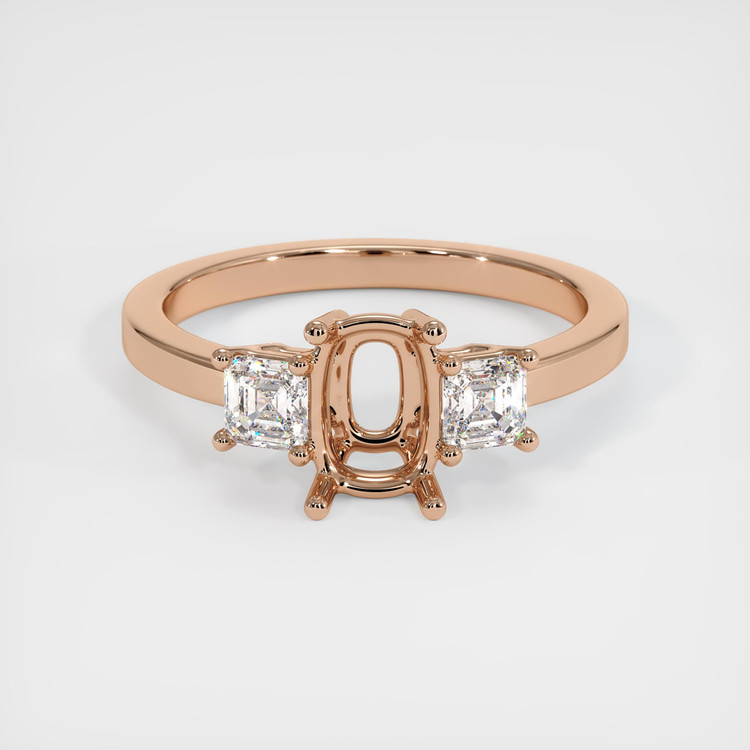 18K Rose Gold Three Stone Ring Setting