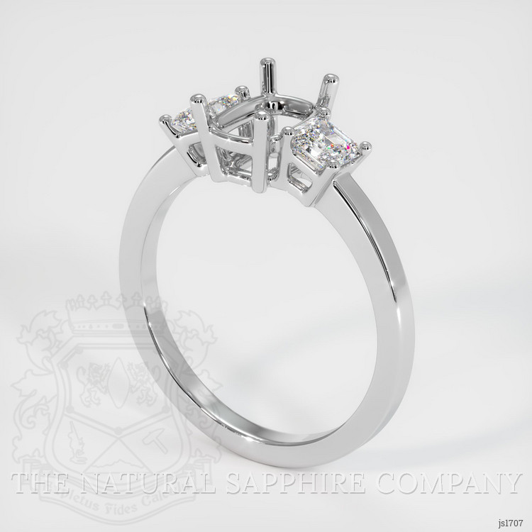 10K White Gold Three Stone Ring Setting