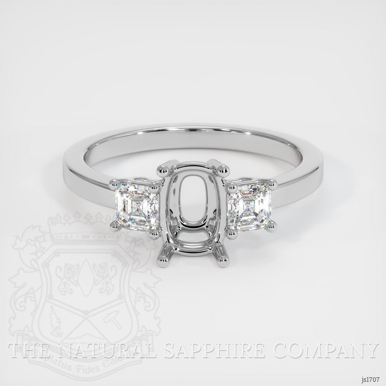14K White Gold Three Stone Ring Setting