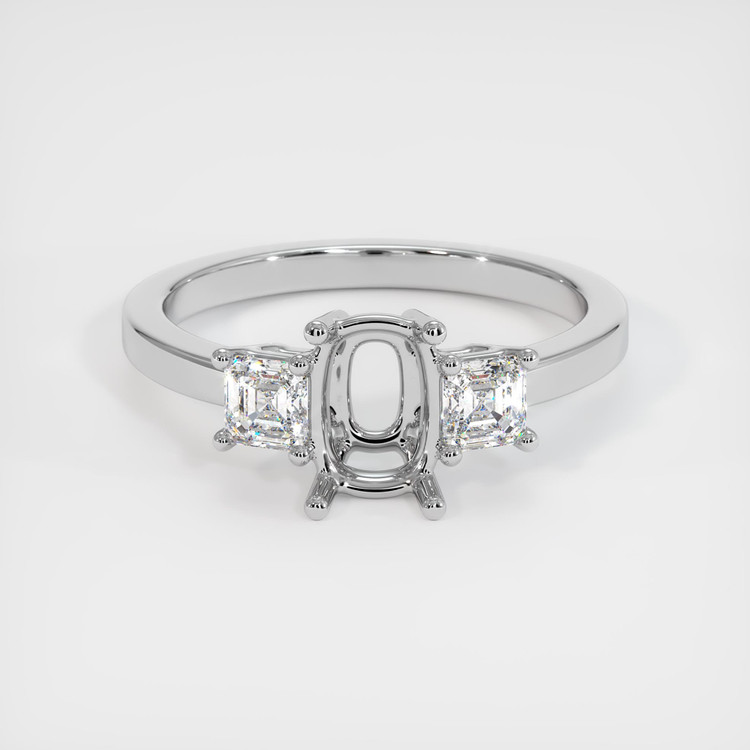 14K White Gold Three Stone Ring Setting