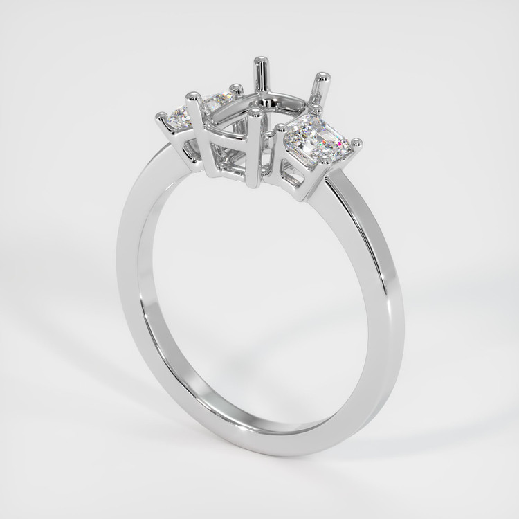18K White Gold Three Stone Ring Setting