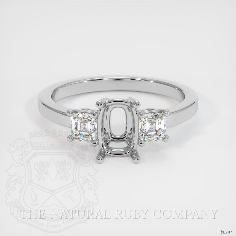 18K White Gold Three Stone Ring Setting
