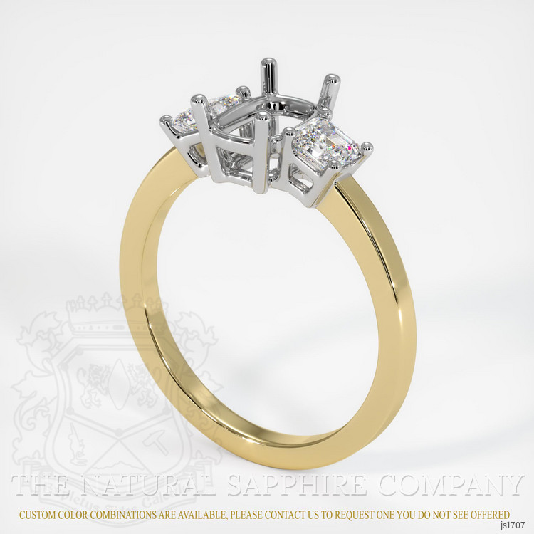 14K White & Yellow Three Stone Ring Setting