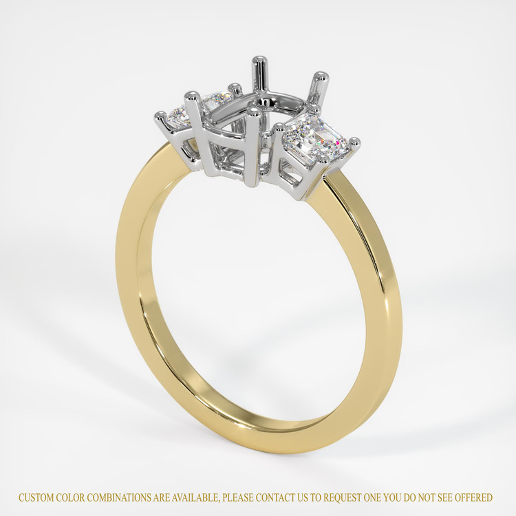 14K White & Yellow Three Stone Ring Setting