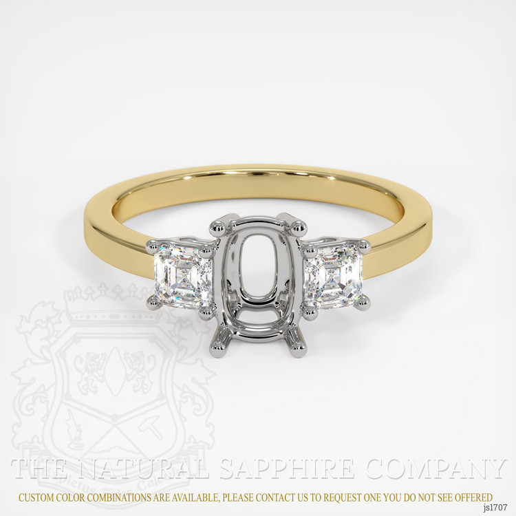 14K White & Yellow Three Stone Ring Setting