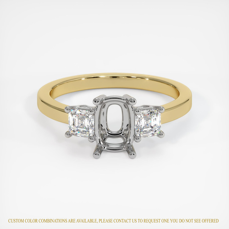 14K White & Yellow Three Stone Ring Setting