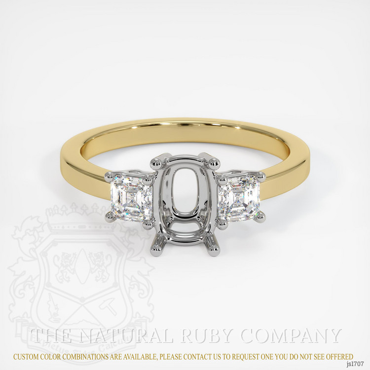 14K White & Yellow Three Stone Ring Setting