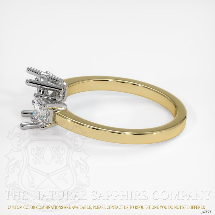 14K White & Yellow Three Stone Ring Setting