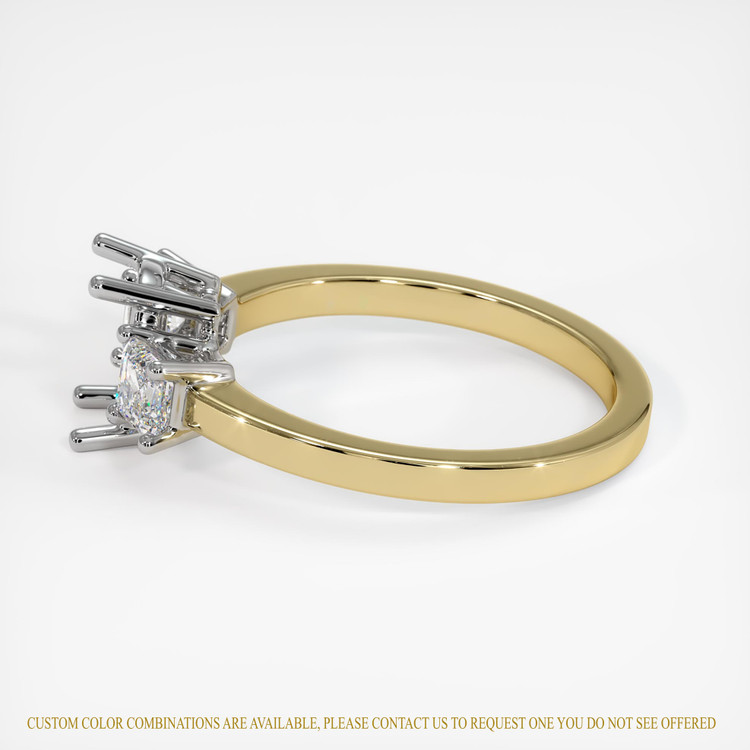 14K White & Yellow Three Stone Ring Setting