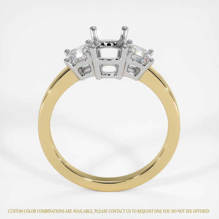 14K White & Yellow Three Stone Ring Setting