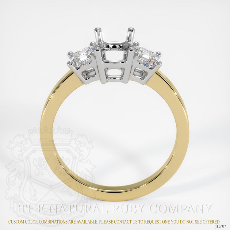 14K White & Yellow Three Stone Ring Setting