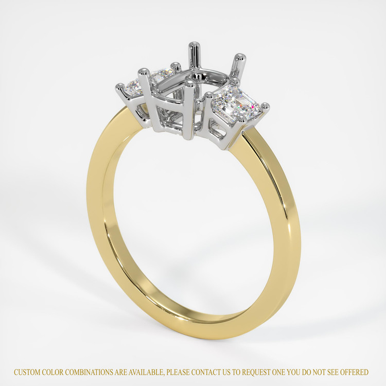 18K White & Yellow Three Stone Ring Setting