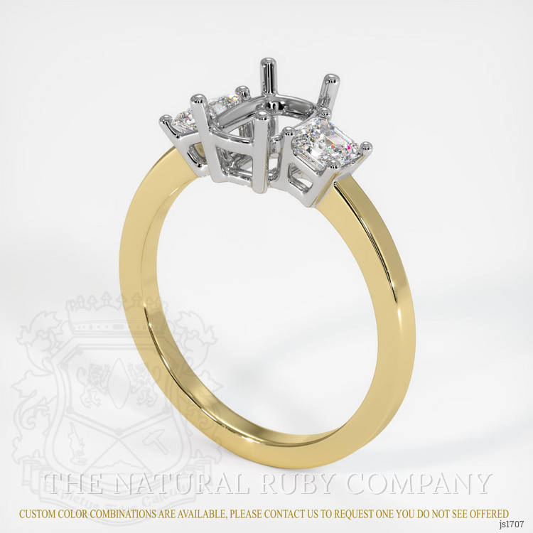 18K White & Yellow Three Stone Ring Setting