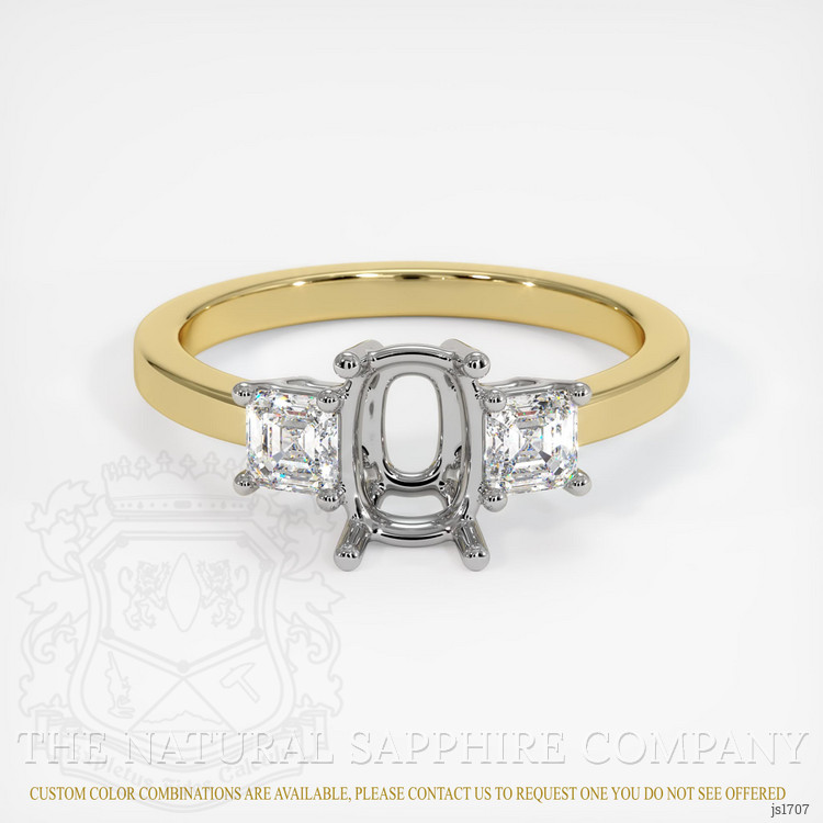 18K White & Yellow Three Stone Ring Setting