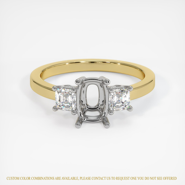 18K White & Yellow Three Stone Ring Setting