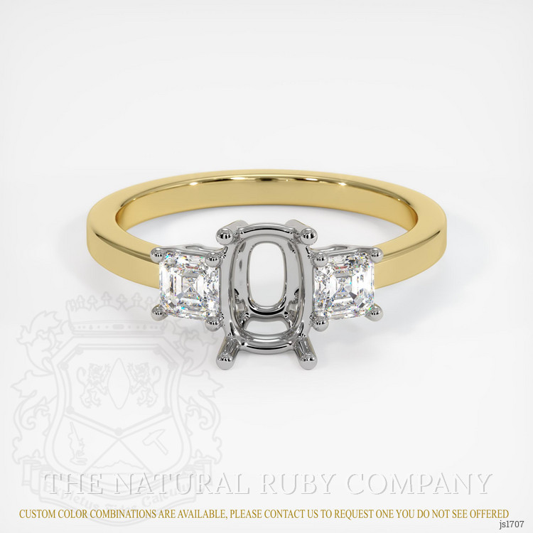 18K White & Yellow Three Stone Ring Setting