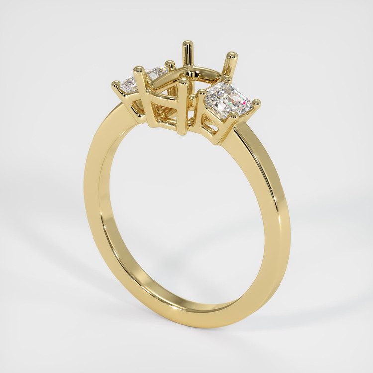 10K Yellow Gold Three Stone Ring Setting