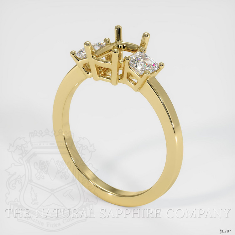 18K Yellow Gold Three Stone Ring Setting