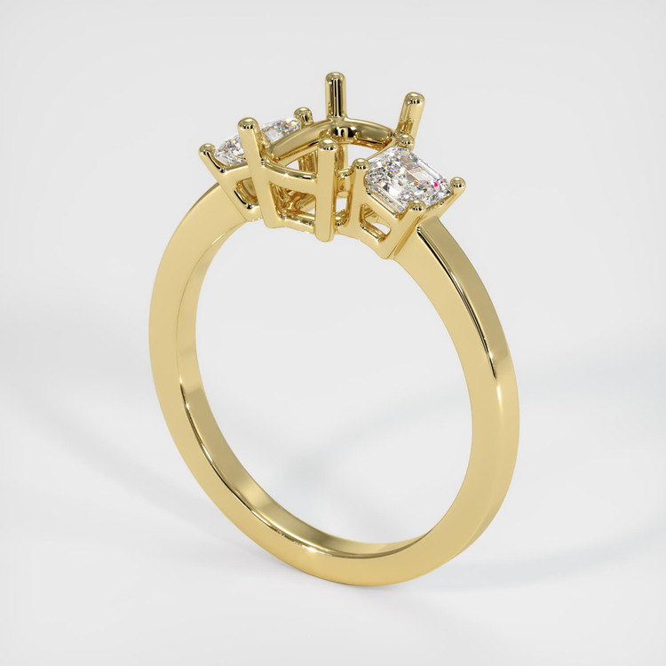 18K Yellow Gold Three Stone Ring Setting