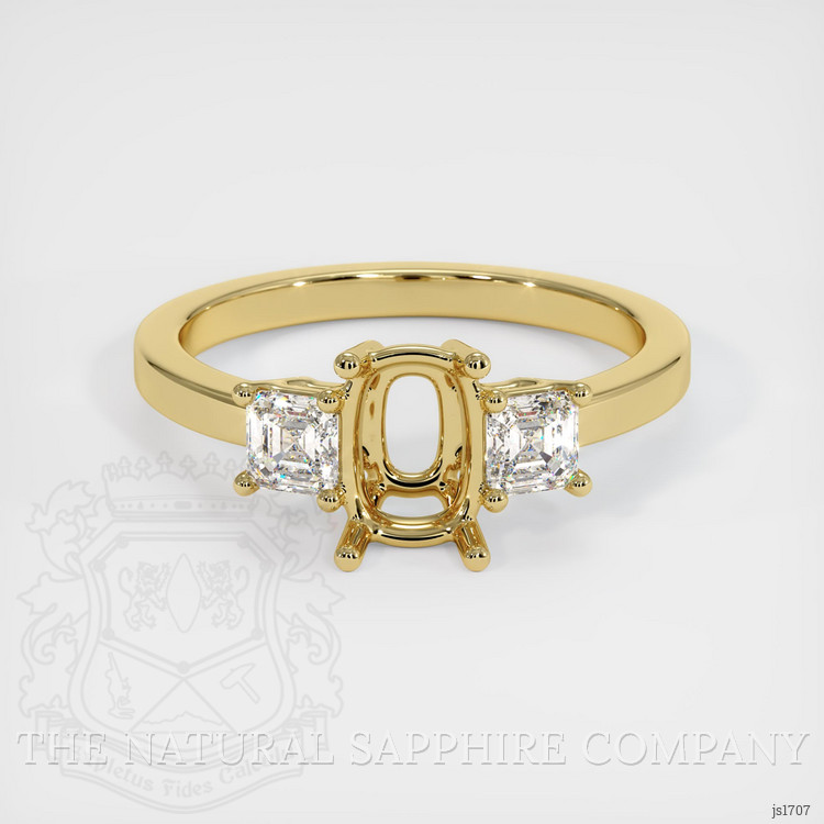 18K Yellow Gold Three Stone Ring Setting