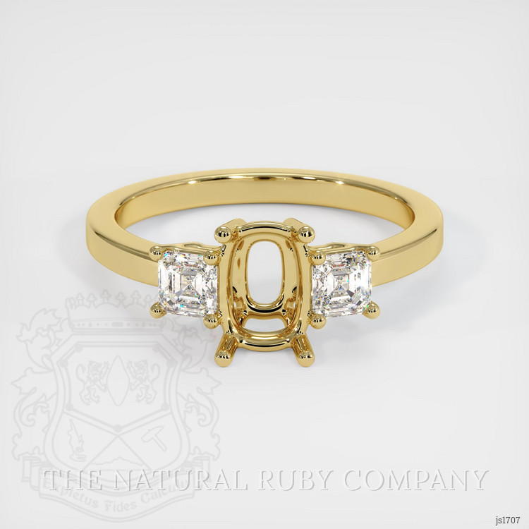 18K Yellow Gold Three Stone Ring Setting