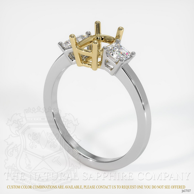 14K Yellow & White Three Stone Ring Setting