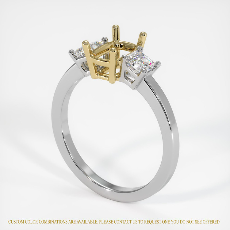 14K Yellow & White Three Stone Ring Setting