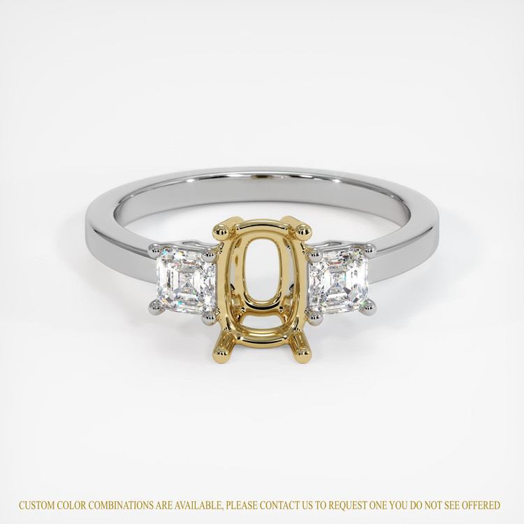 14K Yellow & White Three Stone Ring Setting