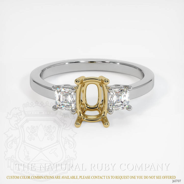 14K Yellow & White Three Stone Ring Setting