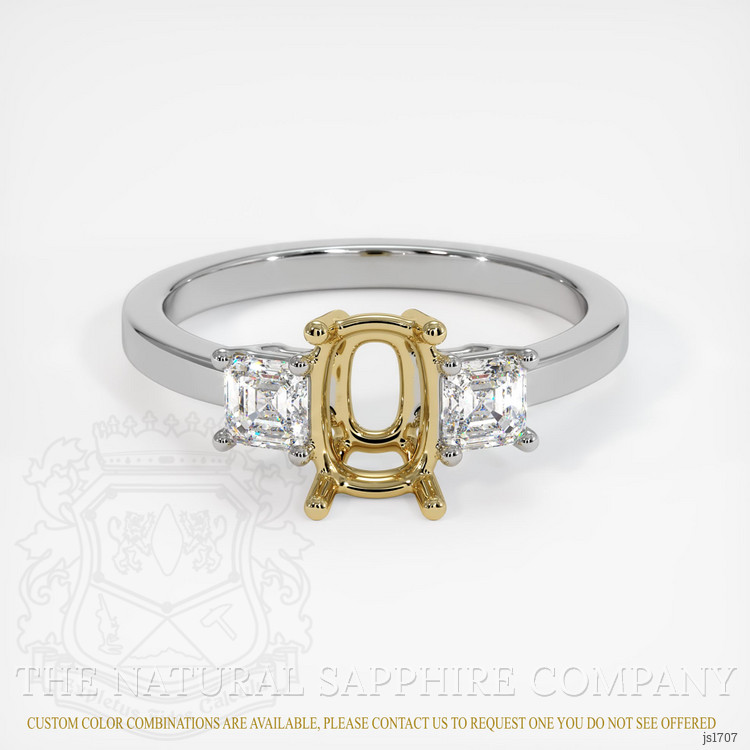 14K Yellow & White Three Stone Ring Setting