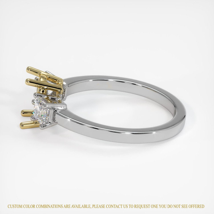 14K Yellow & White Three Stone Ring Setting