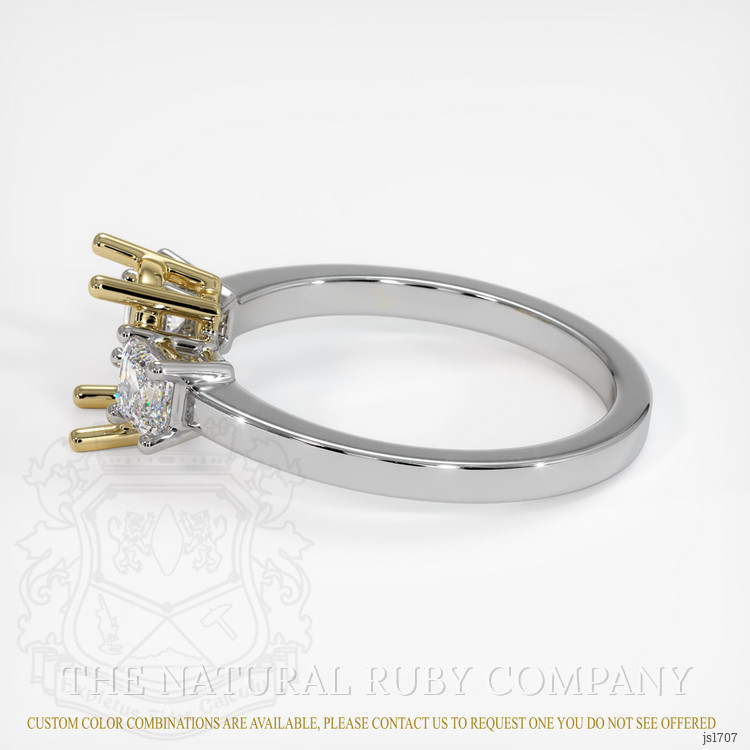 14K Yellow & White Three Stone Ring Setting