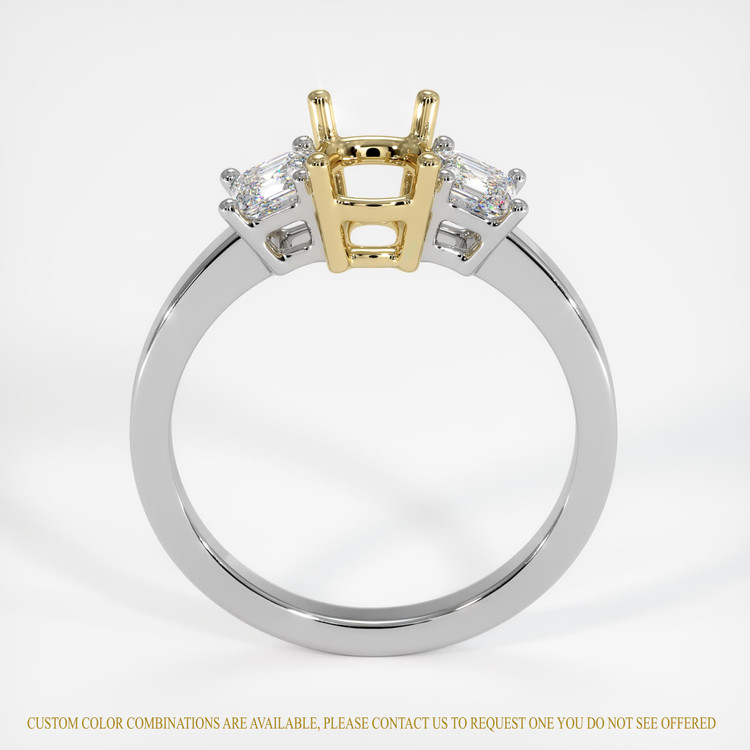 14K Yellow & White Three Stone Ring Setting