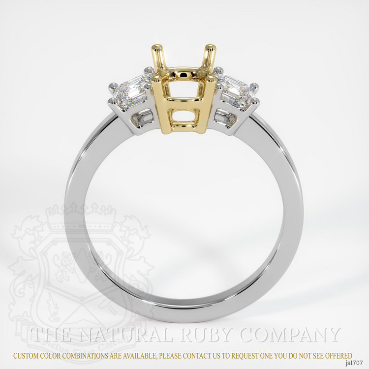 14K Yellow & White Three Stone Ring Setting