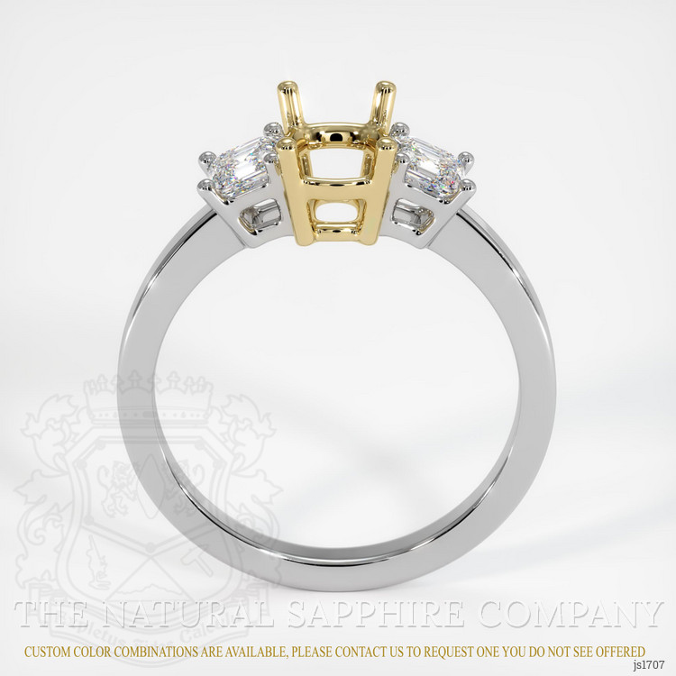 14K Yellow & White Three Stone Ring Setting