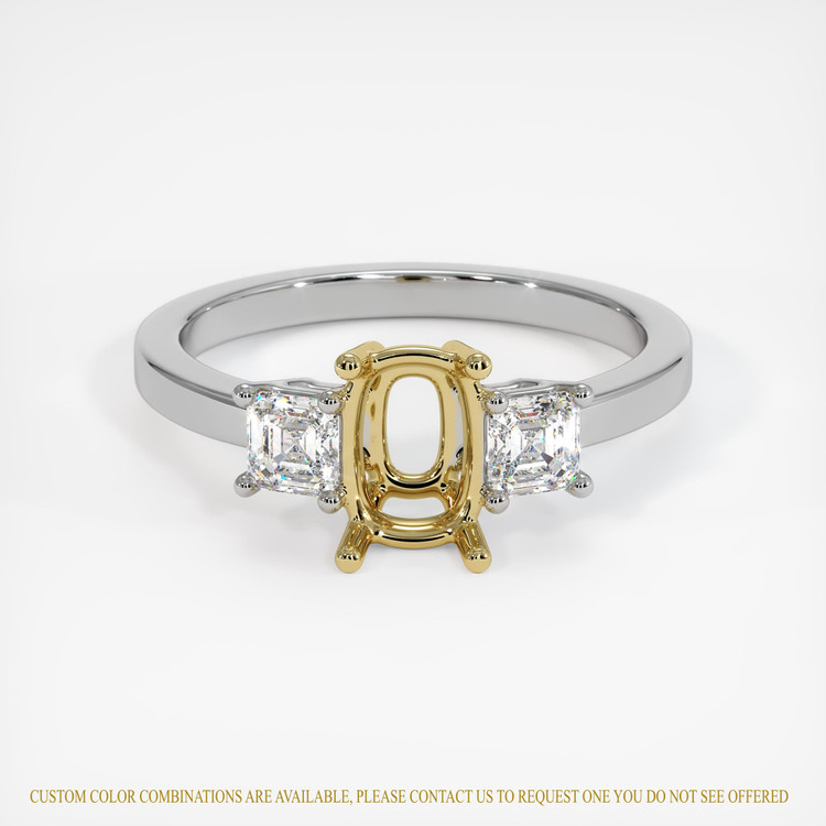 18K Yellow & White Three Stone Ring Setting