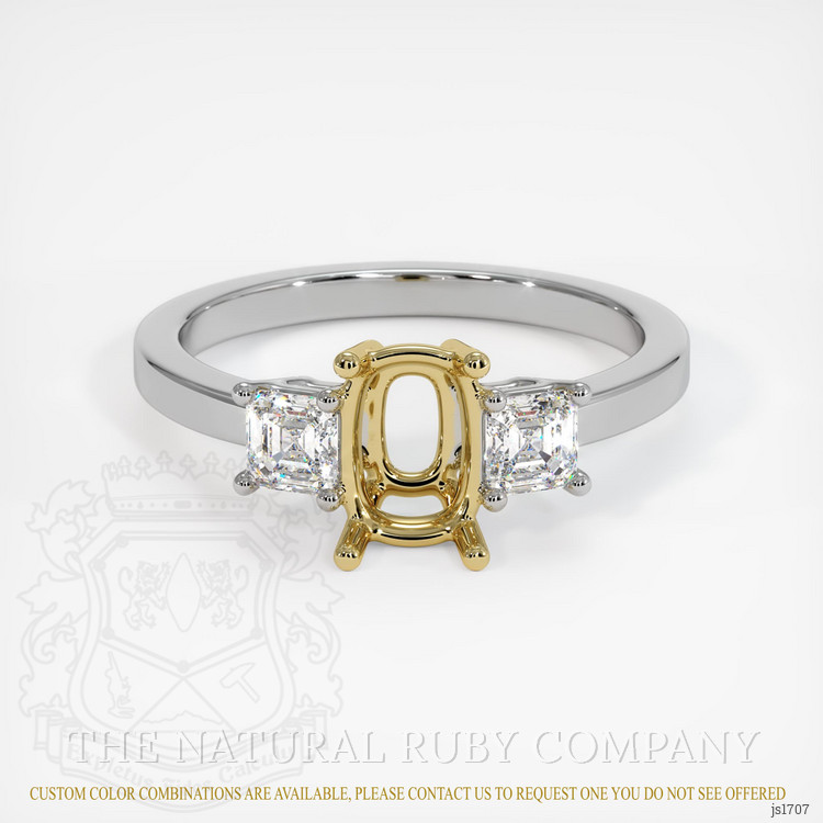 18K Yellow & White Three Stone Ring Setting