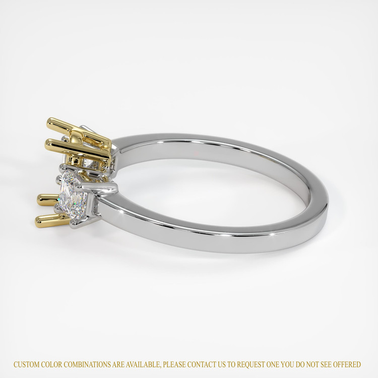 18K Yellow & White Three Stone Ring Setting