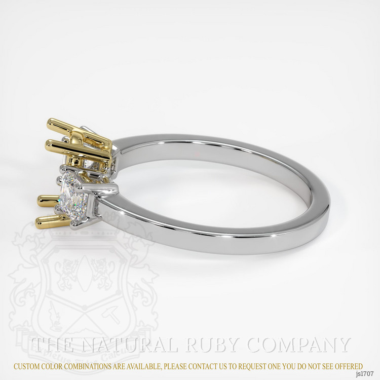 18K Yellow & White Three Stone Ring Setting