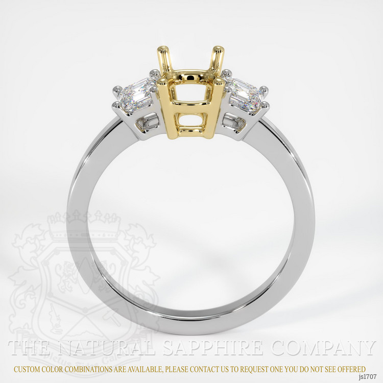 18K Yellow & White Three Stone Ring Setting