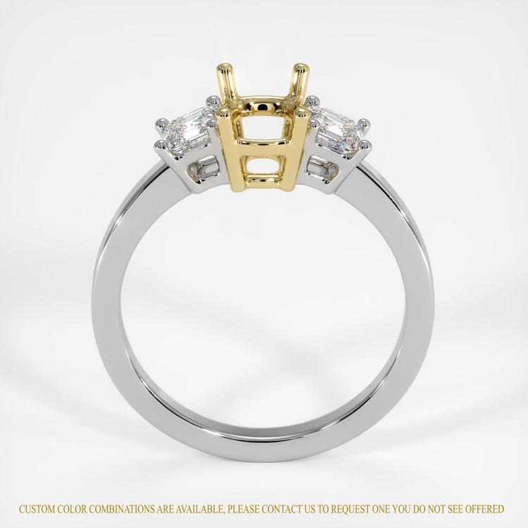 18K Yellow & White Three Stone Ring Setting