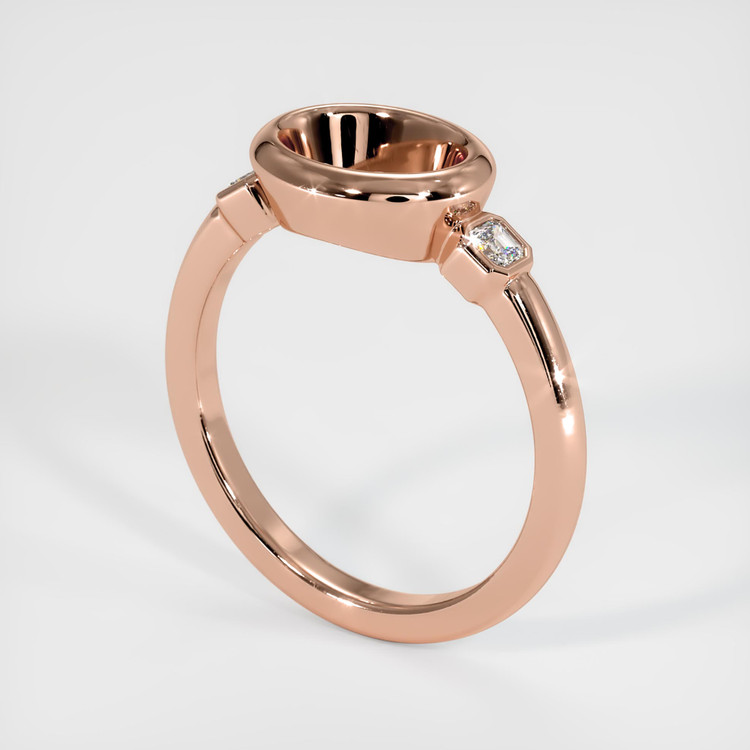 14K Rose Gold Three Stone Ring Setting